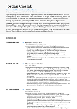 Group Account Director Resume Sample and Template