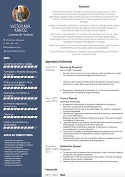 Gerente de proyecto Resume Sample and Template