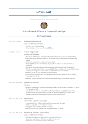 Analista Programador Resume Sample and Template