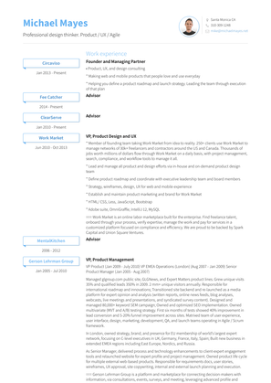 Founder And Managing Partner Resume Sample and Template