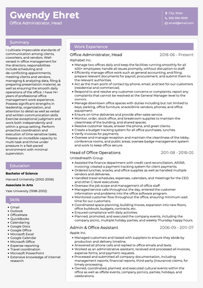 Office Administrator CV Example and Template