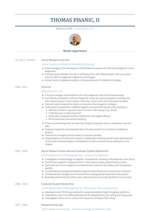 Senior Research Scientist Resume Sample and Template