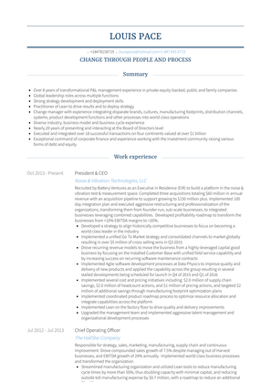 Chief Operating Officer Resume Sample and Template