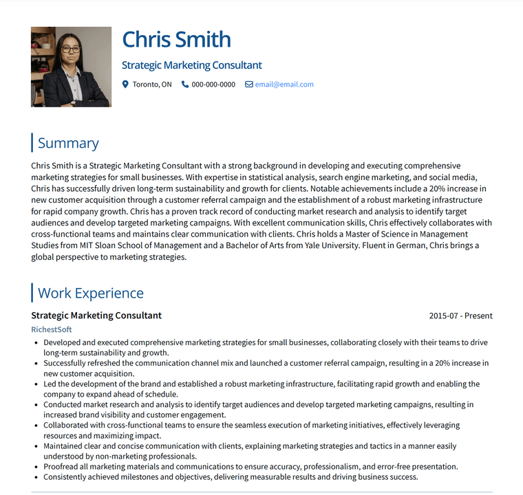 Indeed CV Maker: Zenith Template