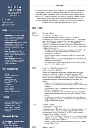 Journalist CV Example and Template