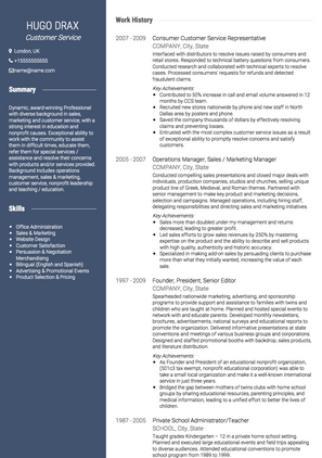 Consumer Customer Service Representative CV Example and Template