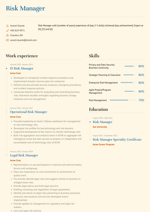 Risk Manager Resume Sample and Template