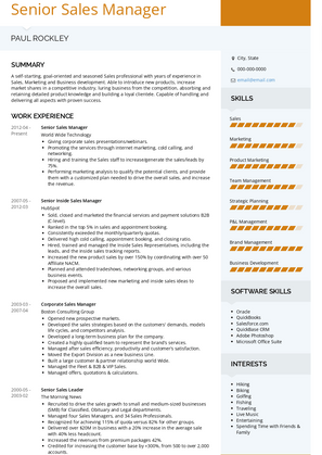 Senior Sales Manager Resume Sample and Template