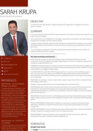 Senior Executive Assistant  Office Of The Ceo Resume Sample and Template