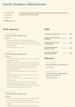 Oracle Database Administrator Resume Sample and Template