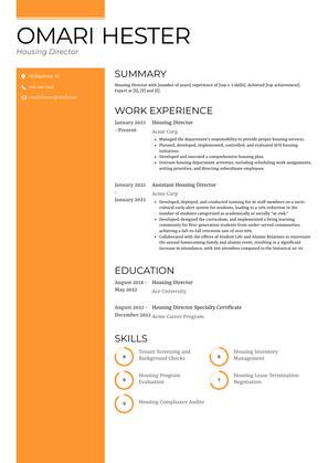 Housing Director Resume Sample and Template