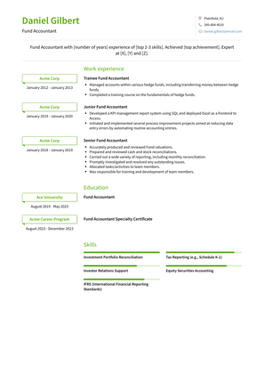 Fund Accountant Resume Sample and Template