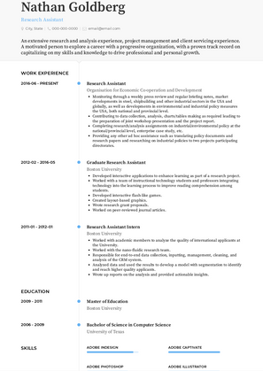 Research Assistant Resume Sample and Template