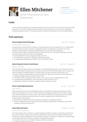 Sales & Special Events Coordinator Resume Sample and Template