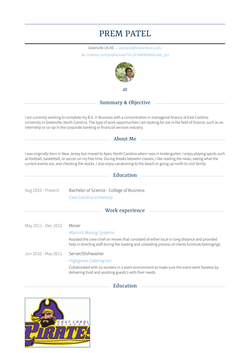 Mover Resume Sample and Template