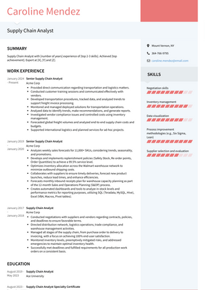 Supply Chain Analyst Resume Sample and Template