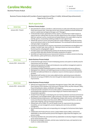 Business Process Analyst Resume Sample and Template