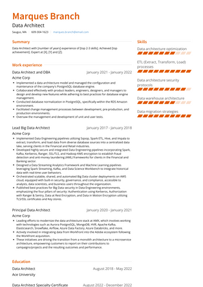 Data Architect Resume Sample and Template