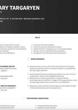 Dentist Resume Sample and Template