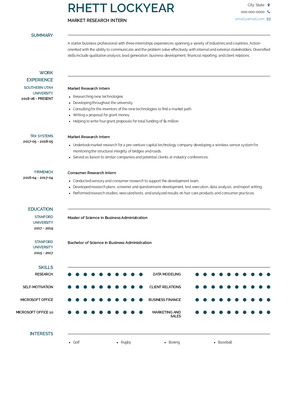 Market Research Intern Resume Sample and Template