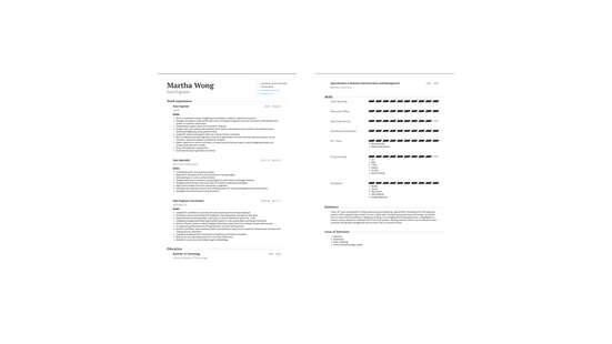 two page resume example