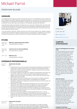Gestionnaire de projet Resume Sample and Template