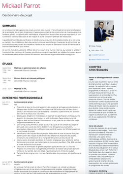 Exemple et modèle de CV Gestionnaire de projet