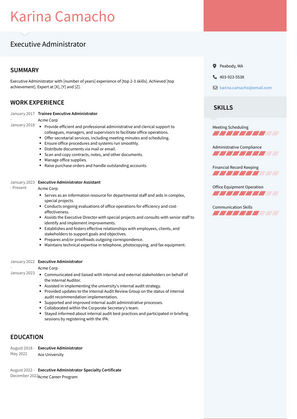 Executive Administrator Resume Sample and Template