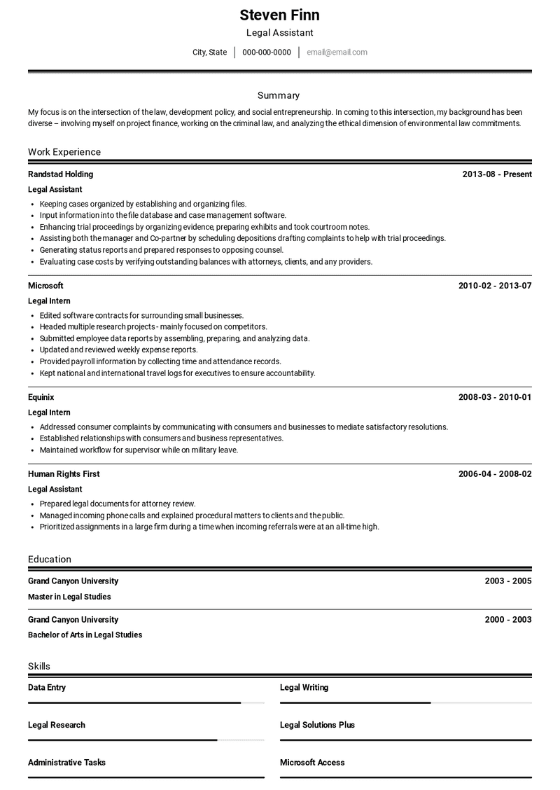 Legal Assistant Resume Sample and Template