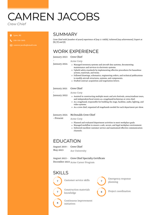 Crew Chief Resume Sample and Template