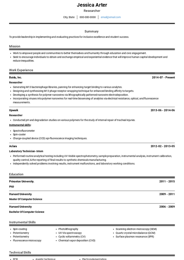 Researcher Resume Samples and Templates VisualCV