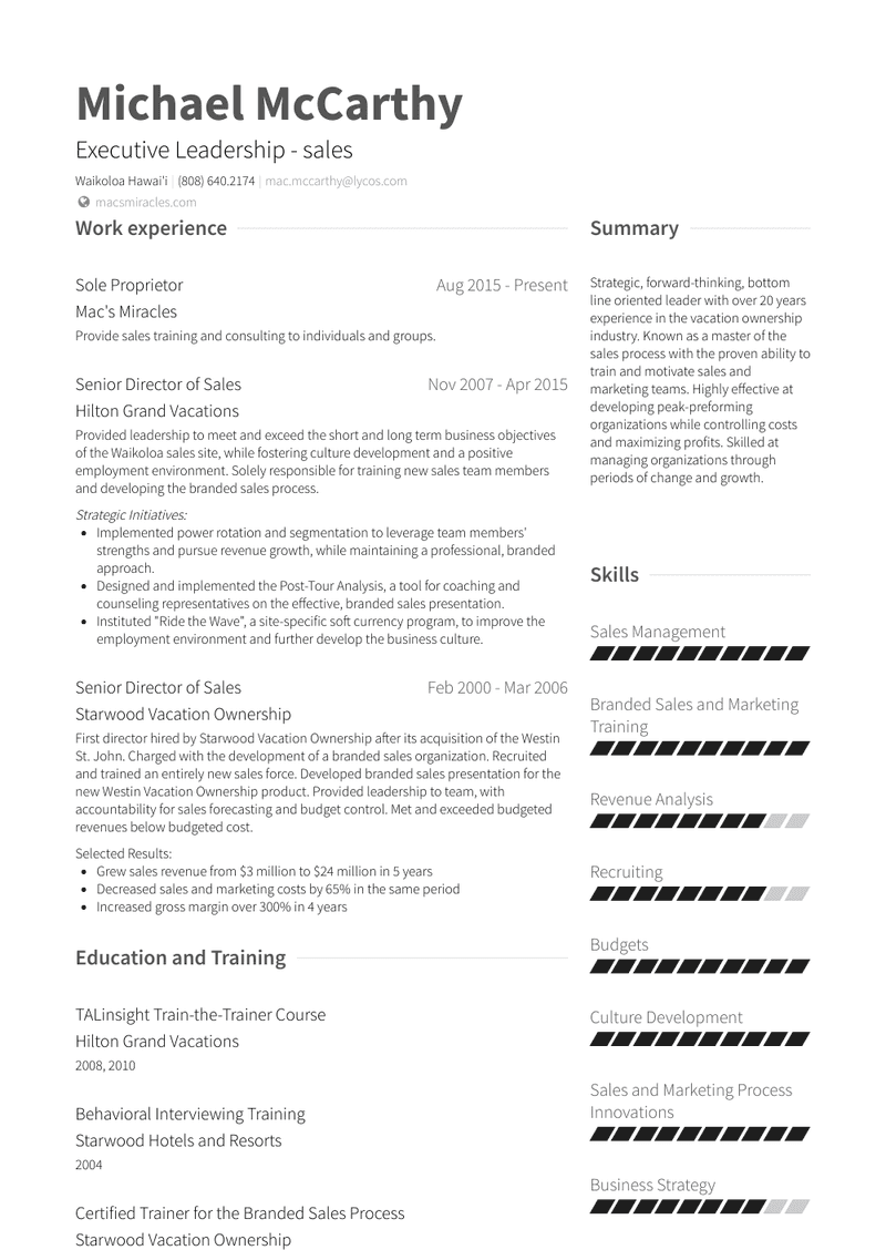 Sole Proprietor Resume Sample and Template