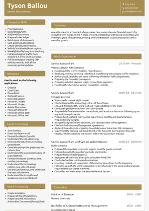 Senior Accountant Resume Sample and Template