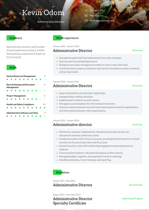 Administrative Director Resume Sample and Template