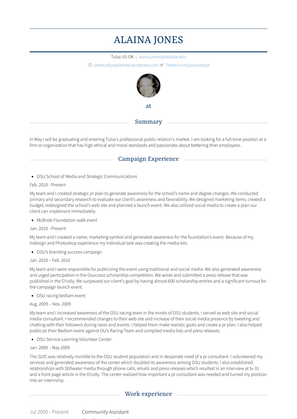Community Assistant Resume Sample and Template