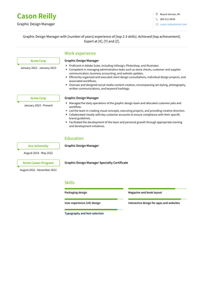 Graphic Design Manager Resume Sample and Template