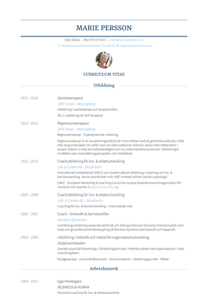 Kundresurs/Jobbcoach Resume Sample and Template