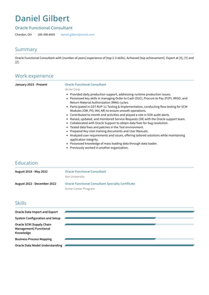 Oracle Functional Consultant Resume Sample and Template