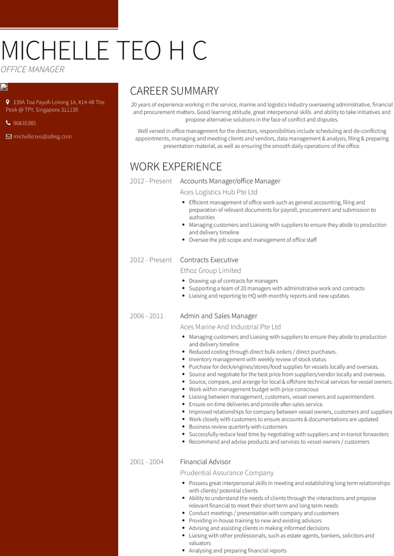 Accounts Manager/Office Manager Resume Sample and Template