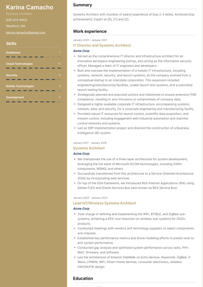 Systems Architect Resume Sample and Template
