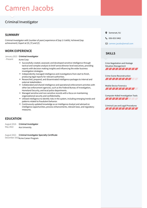 Criminal Investigator Resume Sample and Template