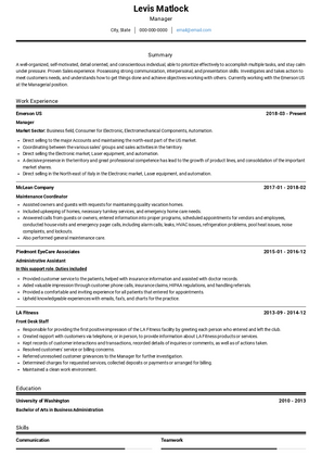 Manager Resume Sample and Template