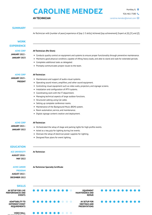 Av Technician Resume Sample and Template