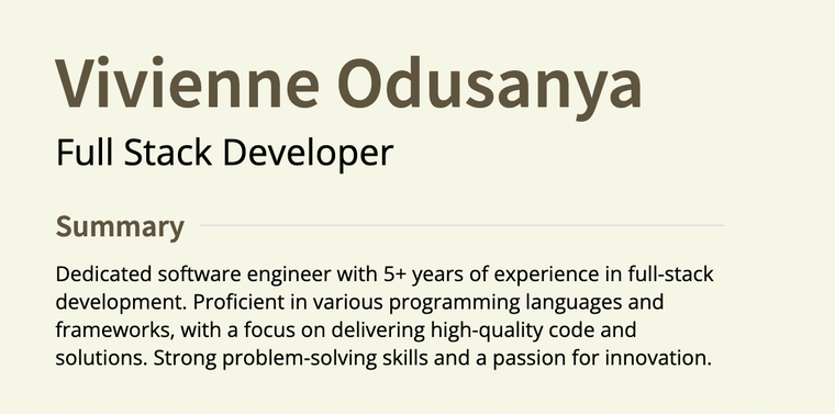 Minimalistic Resume Color Schemes for Tech - Dark Brown and Cream