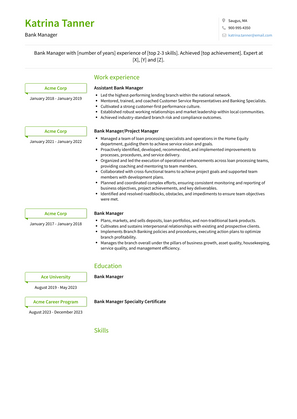 Bank Manager Resume Sample and Template