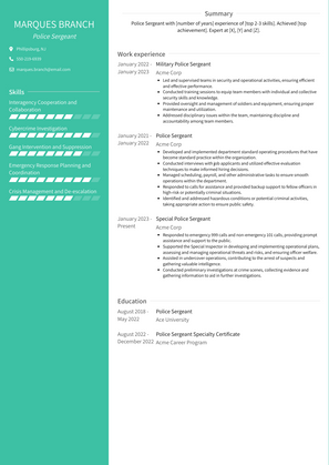 Police Sergeant Resume Sample and Template