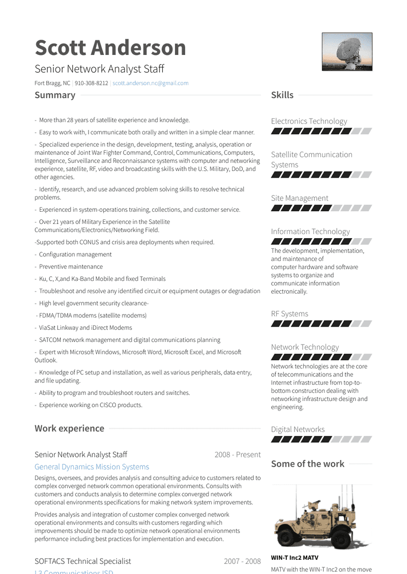 Network Analyst Staff Resume Sample and Template