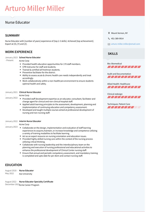 Nurse Educator Resume Sample and Template