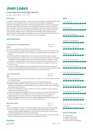 Corporate Attorney/Legal Advisor CV Example and Template