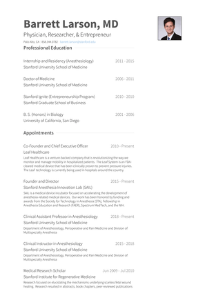 Founder And Director Resume Sample and Template